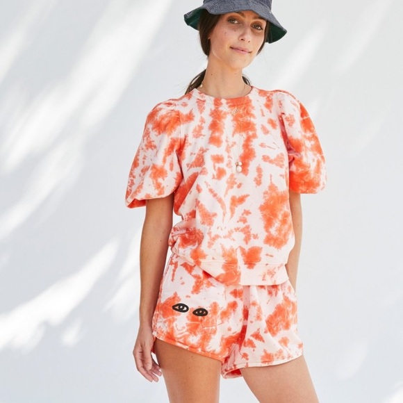 Clare V. Blood Orange Tie Dye Cotton set short set size XS/S - Picture 1 of 4